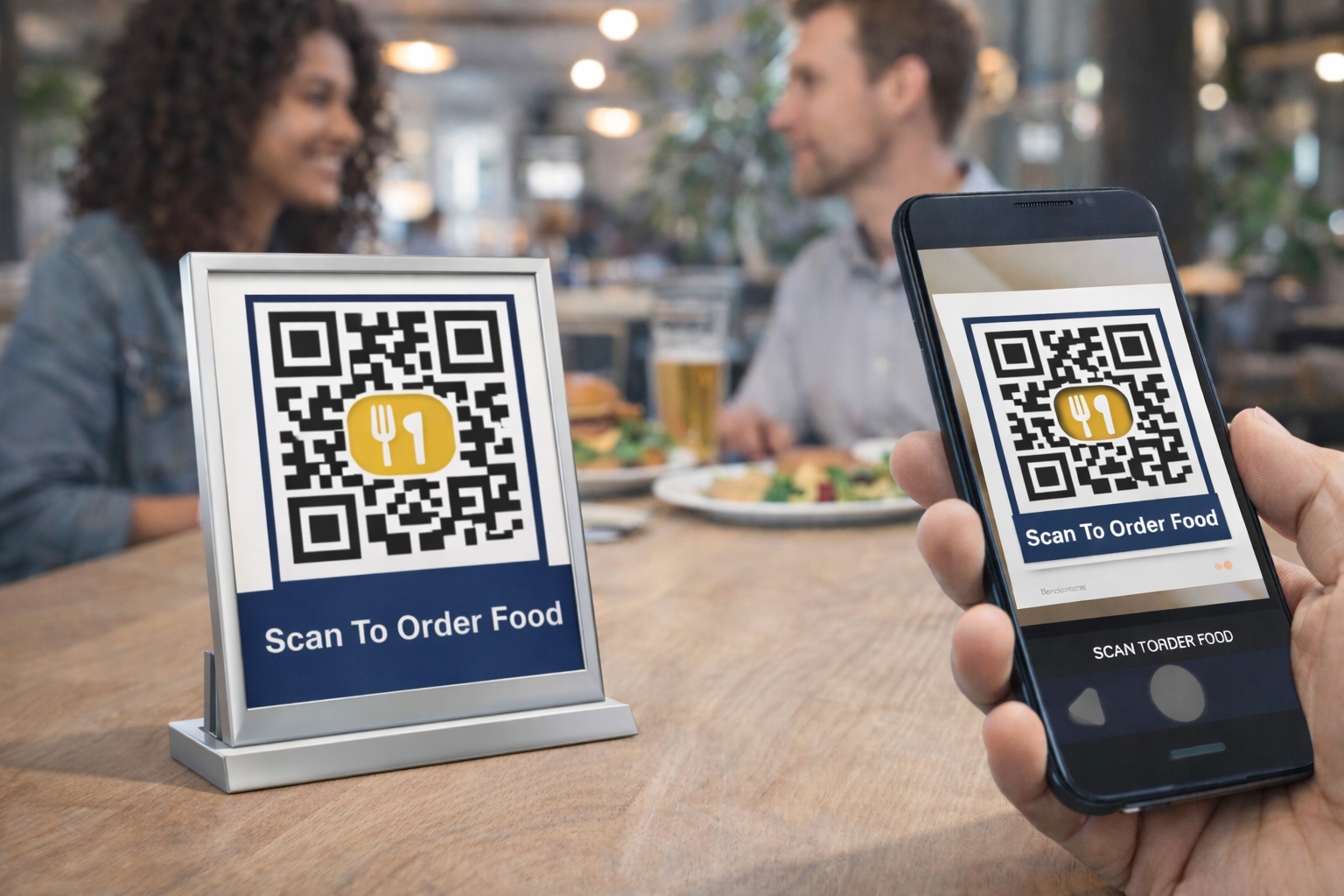 Customer ordering food at restaurant