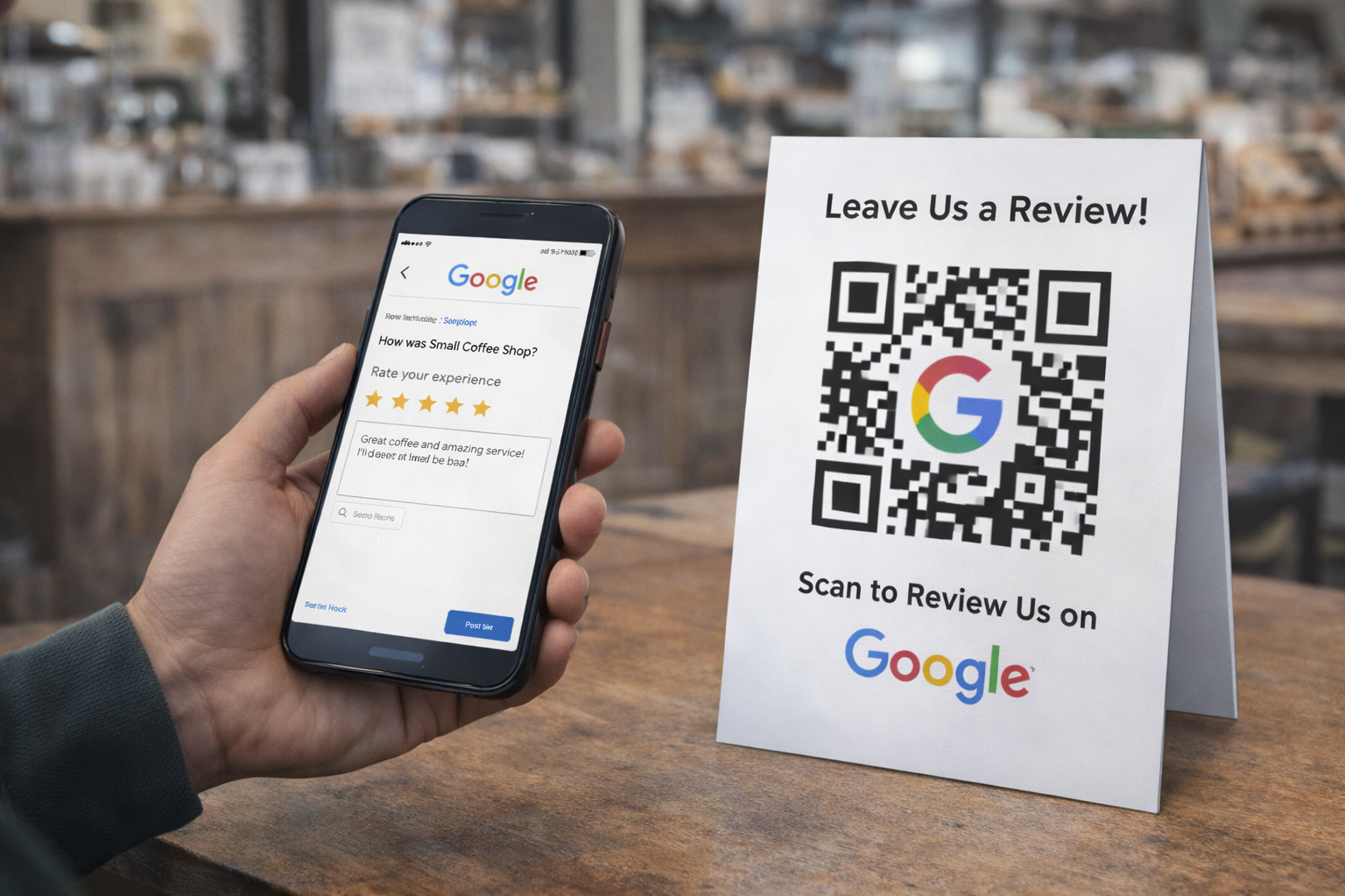 Customer leaving a Google review